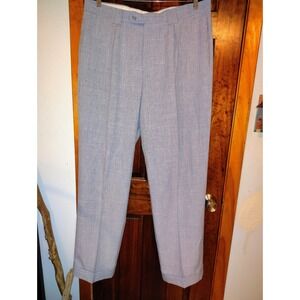 Smokey Joes Mens Pleated Cuffed Dress Pants Light Blue 38L 100 Percent Polyester